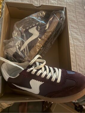 Women’s Dolce Vita Notice  Burgundy Suede Athletic Sneakers with White Accents